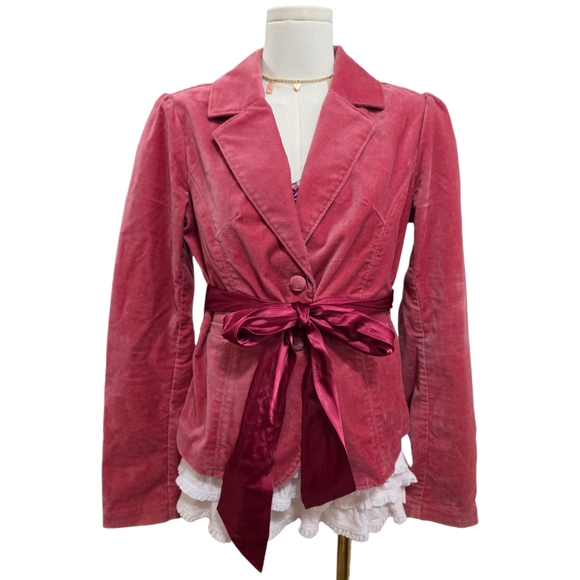 Abercrombie Vintage Strawberry Pink Babydoll Jacket With Satin Tie - Picture 1 of 10